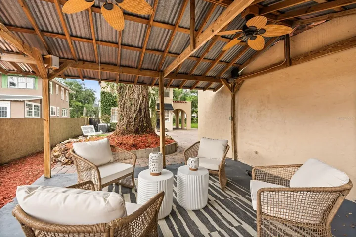 Beautiful serene covered patio perfect for lounging or enteraining