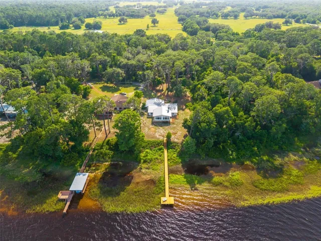 This breathtaking aerial view showcases the best of Lake Dorr living — a private lakefront setting framed by mature trees, open pastoral land, and an unmistakable sense of quiet luxury. With the water at your doorstep, protected natural beauty all around, and estate-style properties nearby, this location offers a rare blend of privacy, elegance, and Old Florida charm.