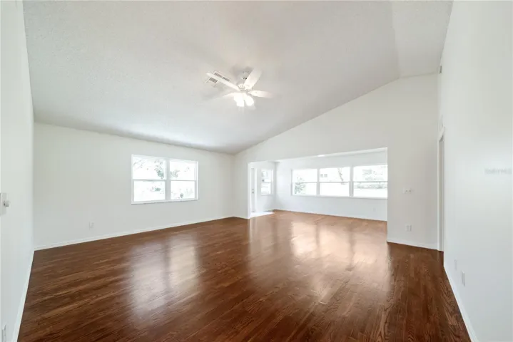 Spacious Living Room with Vaulted Ceilings