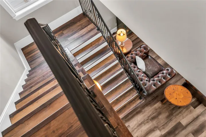 Stairs leading to the bedrooms