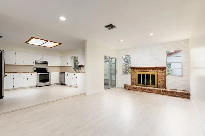 Family room and kitchen