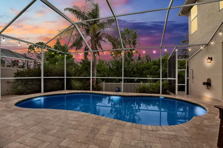 Twilight ambiance and outdoor shower.