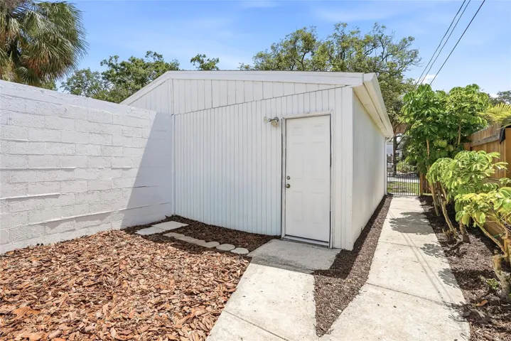 front courtyard leading to garage