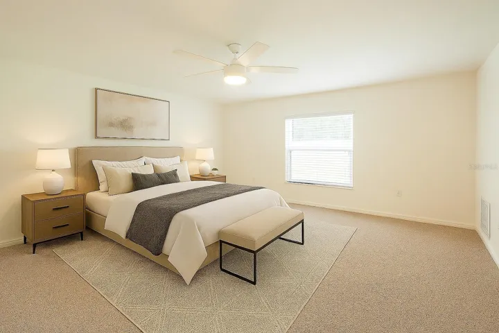 virtually stage primary bedroom