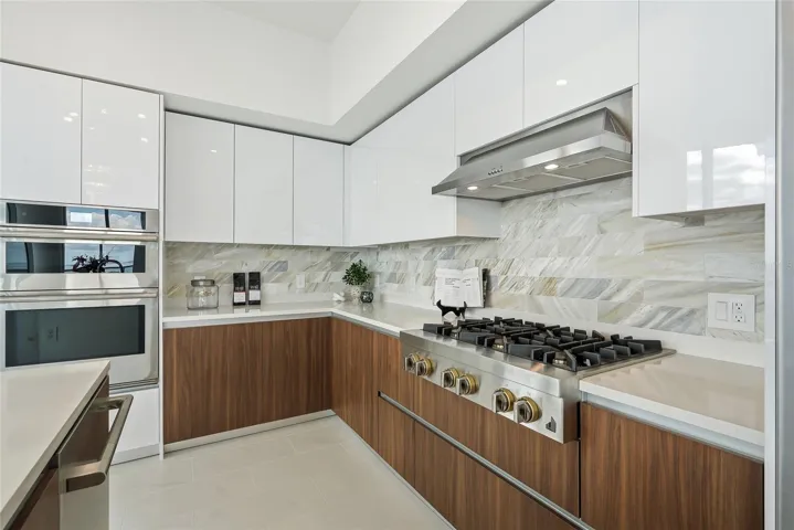 Marble backsplash.