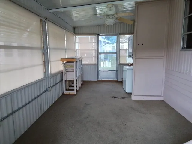 Lanai with Coolaroo shades and laundry area