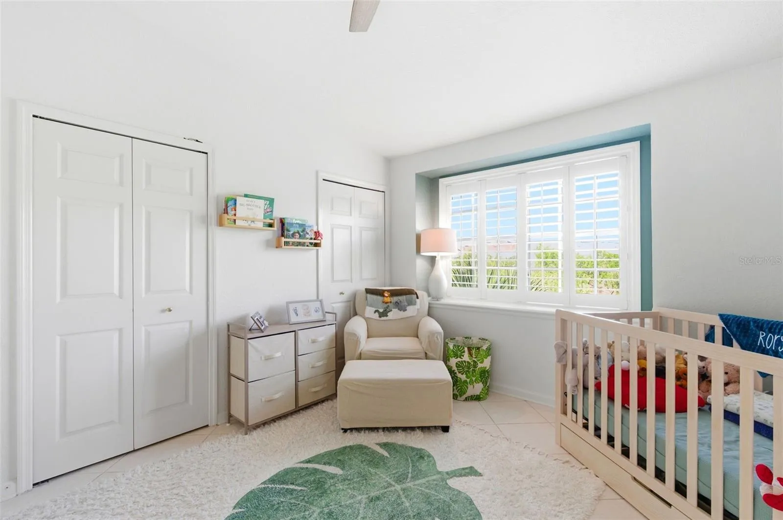 Natural light floods this room from this bay window
