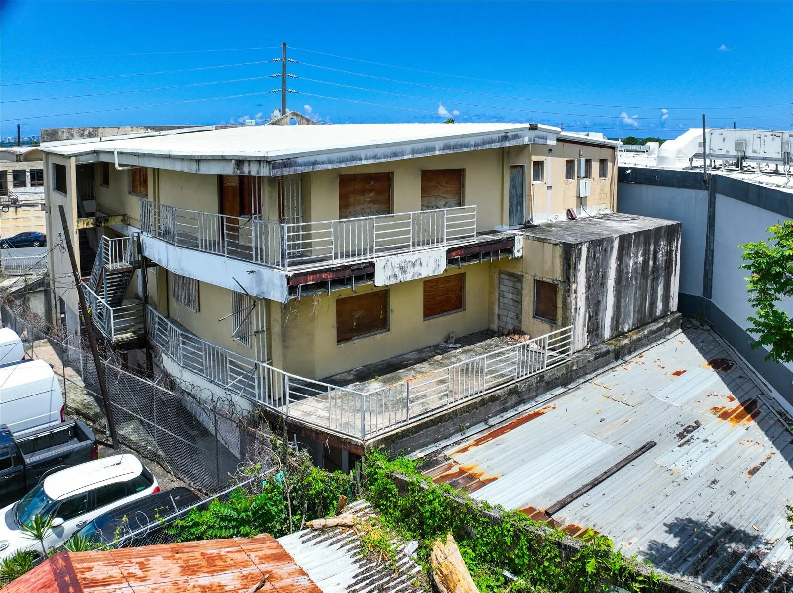 Aerial rear view of the property.