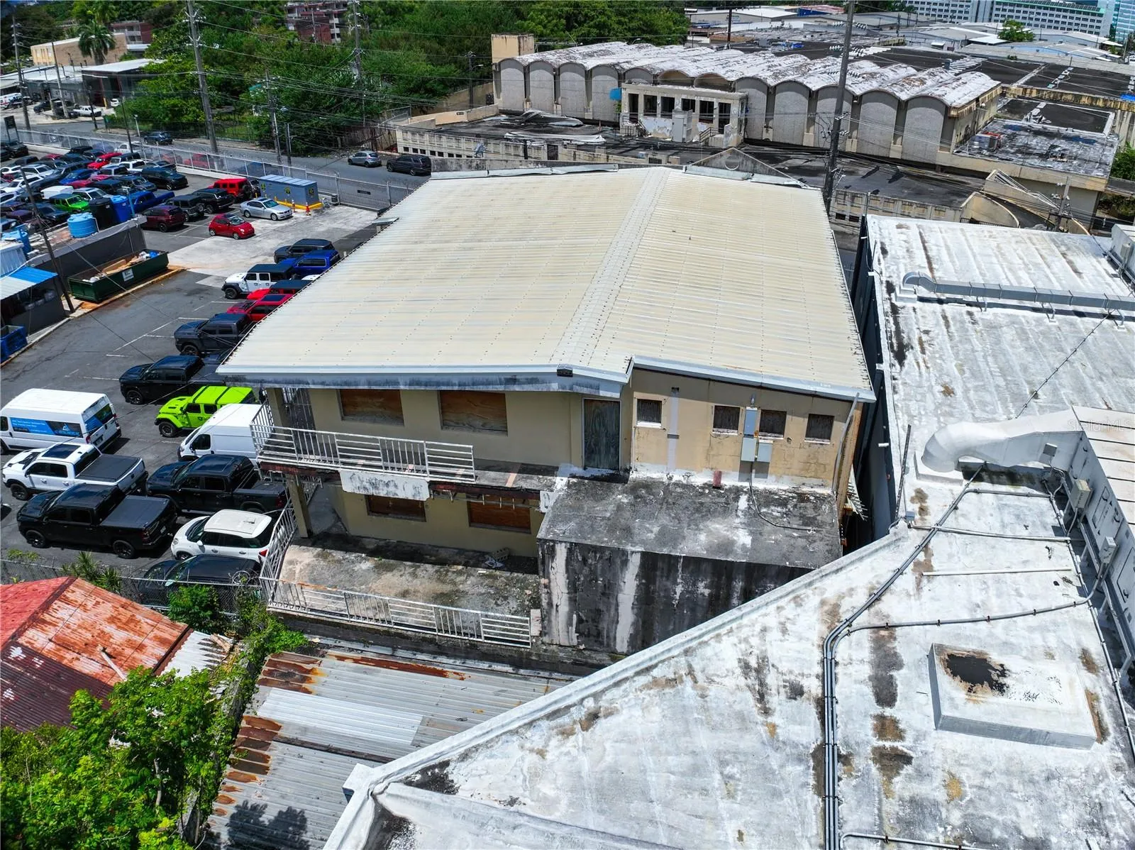 Aerial rear view of the property.