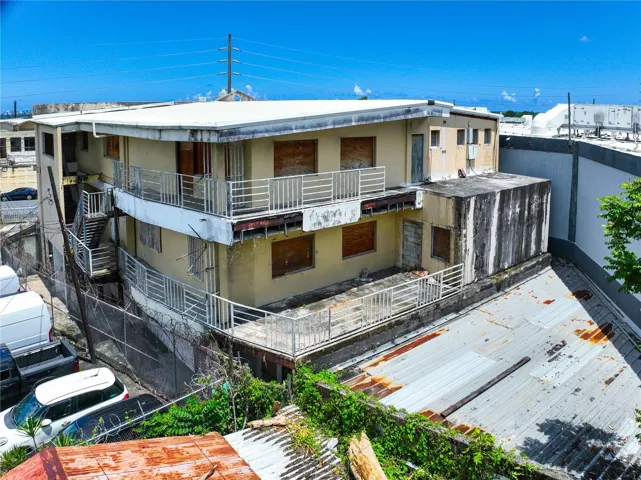 Aerial rear view of the property.