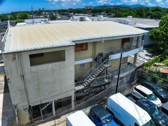Aerial rear view of the property.