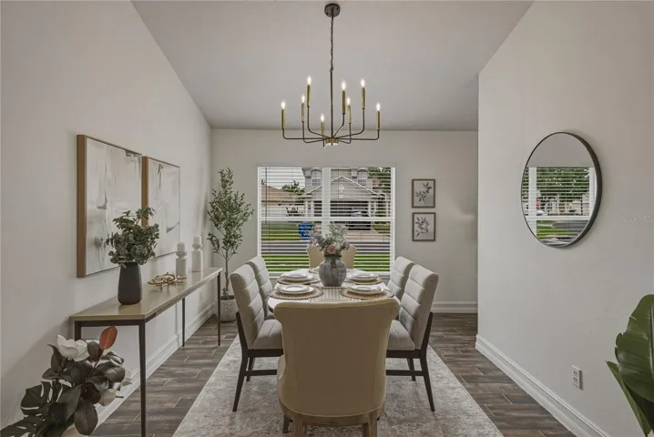 Spacious Dining Room with Vaulted Ceilings