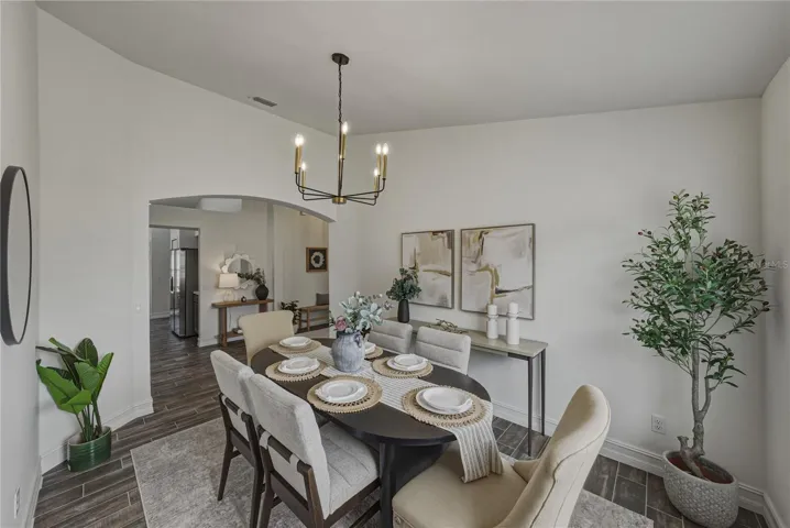 Dining Room with Beautiful New Chandelier