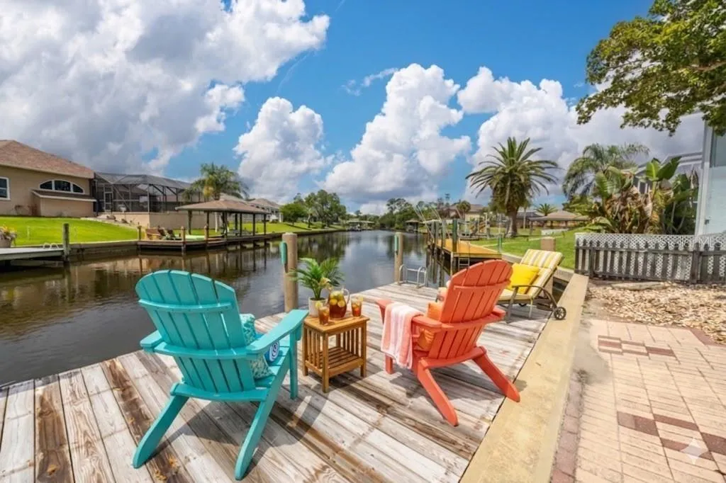 Dock Offers Beautiful Views Down The Canal