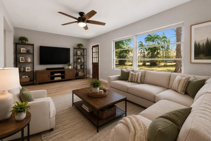 Family room overlooking the backyard