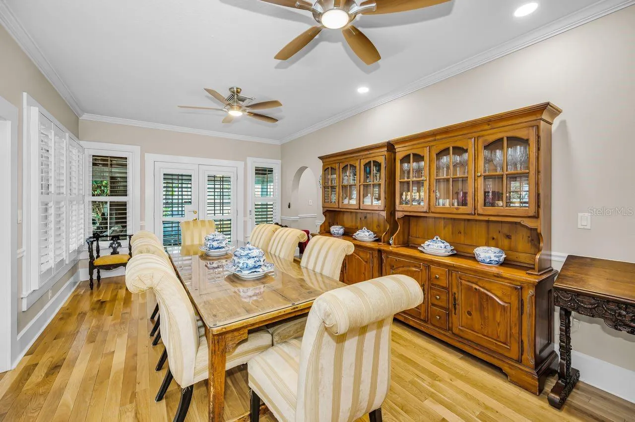 Dining room that flows directly into a backyard grilling area