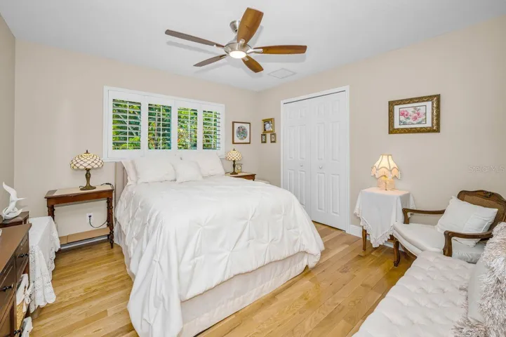 Separate bedroom with ample storage.