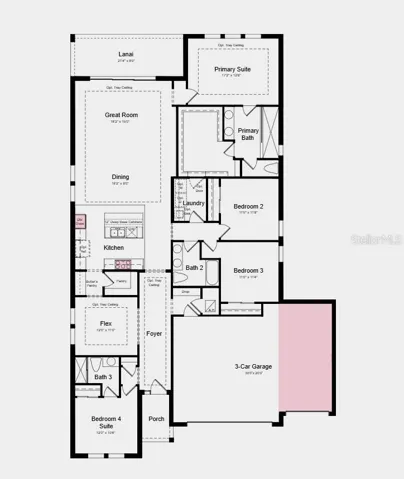 Floor Plan - Additional Highlights Include: 3-car garage, gourmet kitchen, tray ceiling package, 8' interior doors and pre-plumbed for a laundry room sink