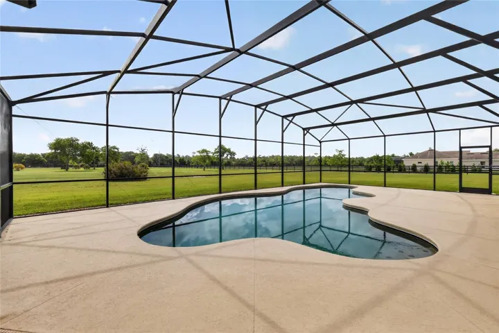 This custom pool features a 40' swim lane ~