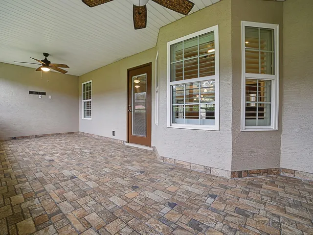 Lanai with stone floor