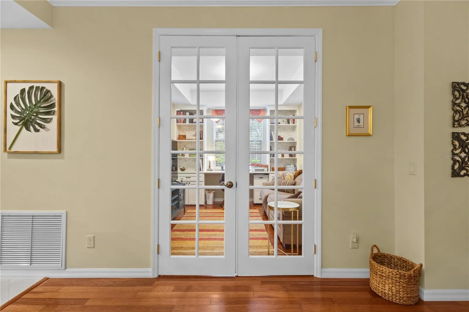 Den or office with French Doors