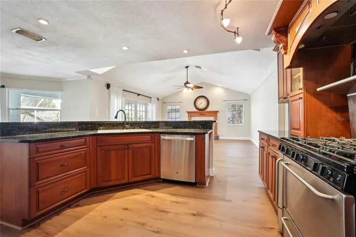 Kitchen opens to Family Room