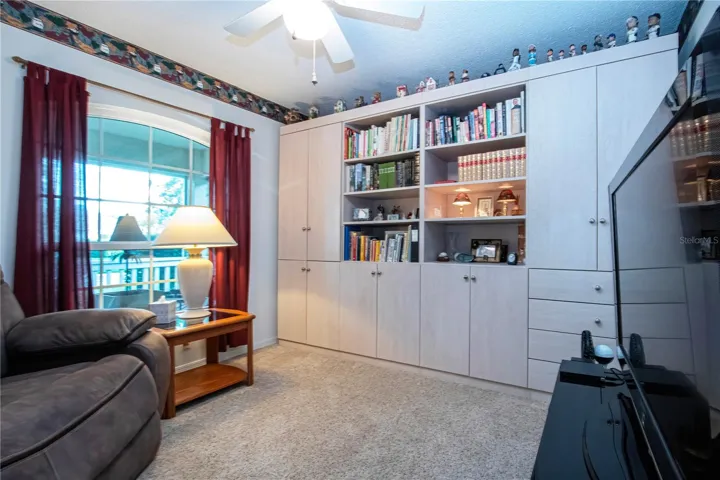 Den with built-in bookcase