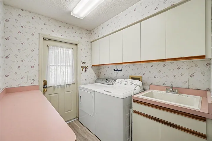 Laundry room and side entrance door