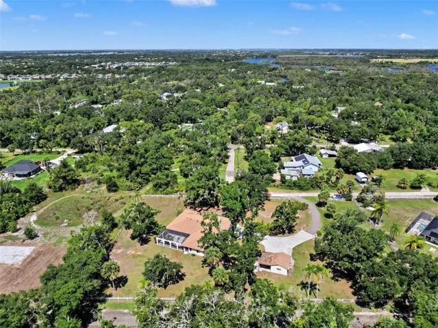 Aerial view looking towards the west