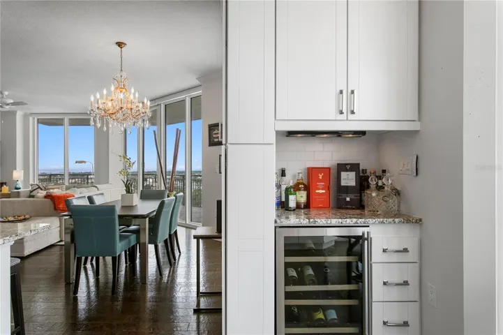 It's all in the details—a built-in wine or beverage refrigerator adds both convenience and sophistication to the kitchen.
