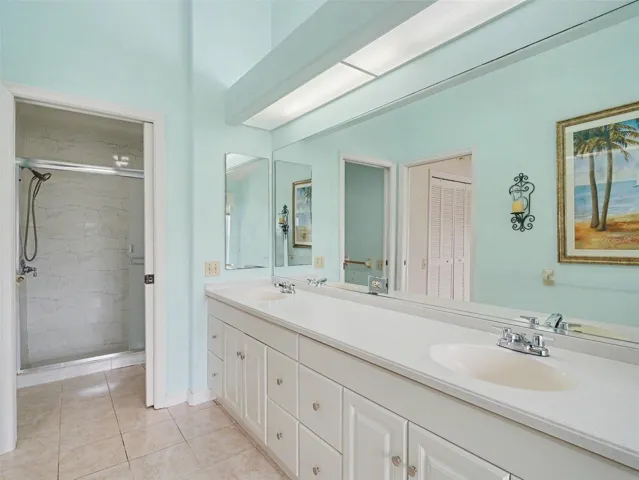 Separate shower and water closet.