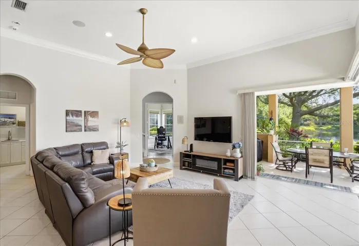 Family Room with Soaring Ceilings