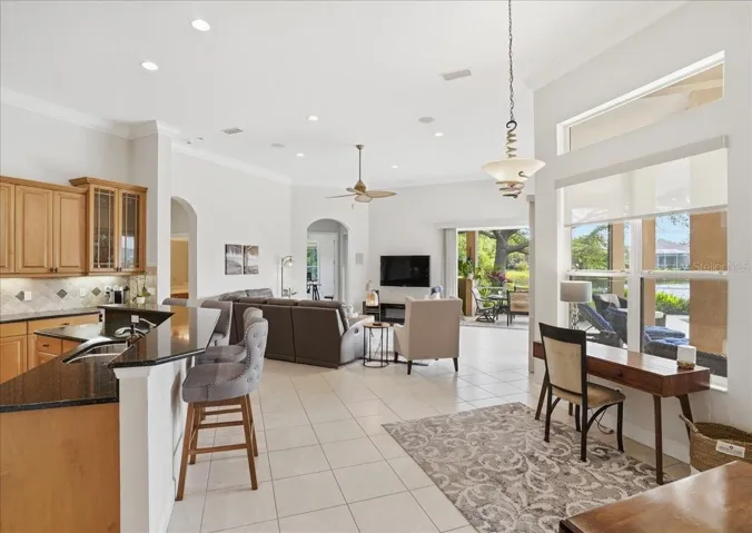 Easy Open Floor Plan Living with Tile Floors