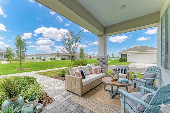 Virtually staged porch in the front of the house