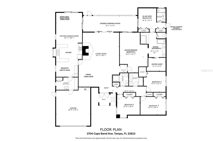 FLOOR PLAN. *Size and dimensions are approximate. Actual may vary For demonstration purposes only.