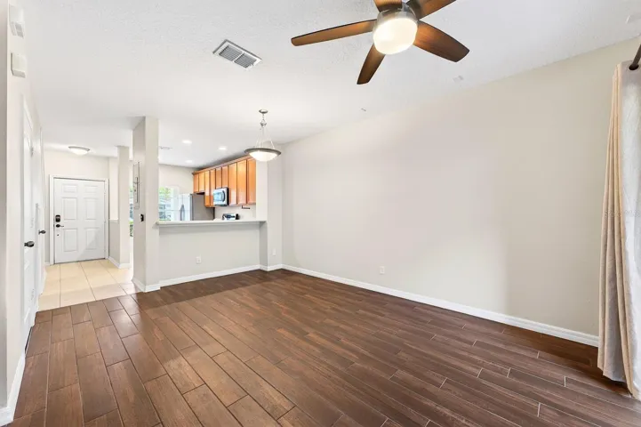 Open living and dining.