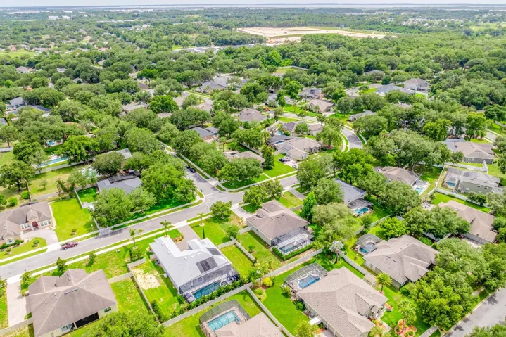 Aerial view of the back of the home