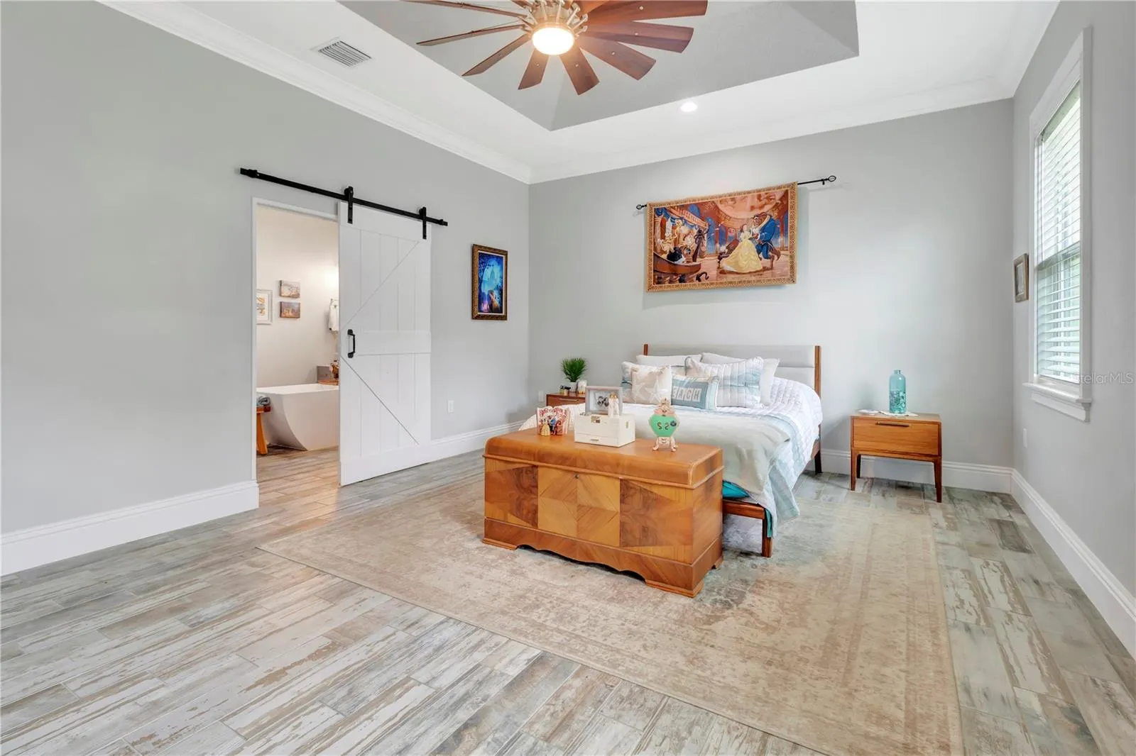 Primary Bedroom with Coffered Ceiling