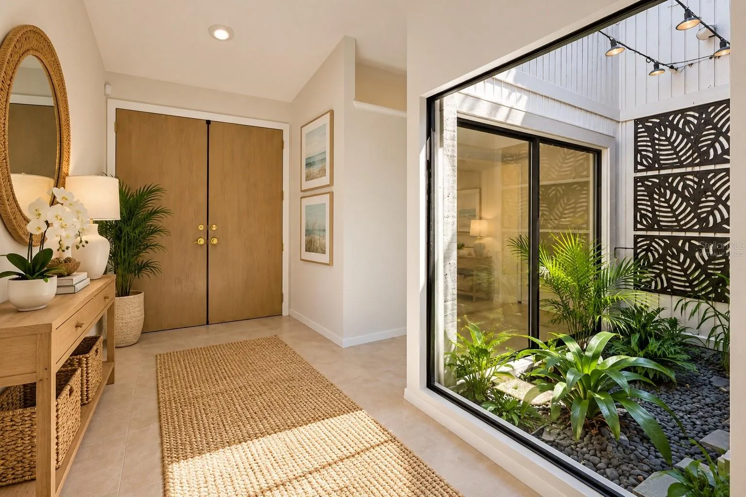 Virtually staged foyer.