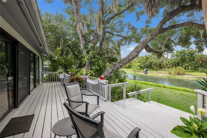 Newer 30-ft. deck, the perfect place for morning coffee, outdoor dining, or simply relaxing.
