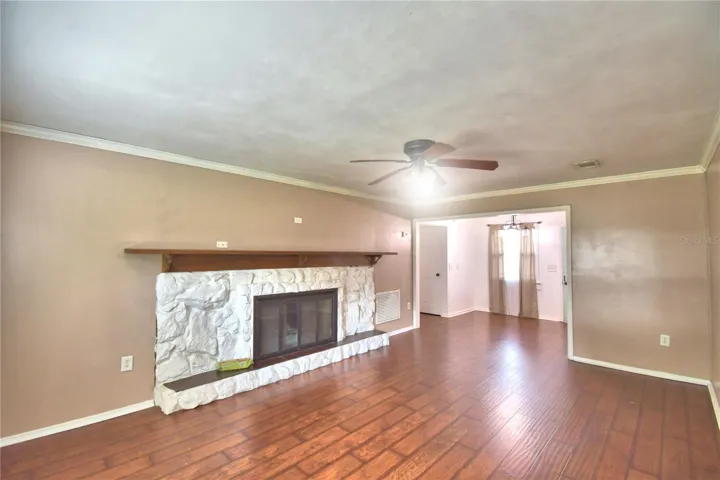 Family Room with Wood Burning Fireplace