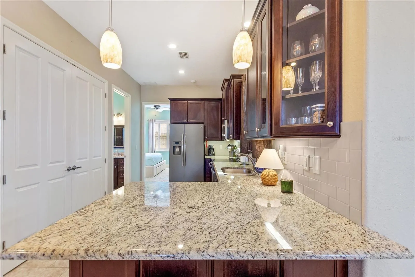 Kitchen with washer and dryer closet