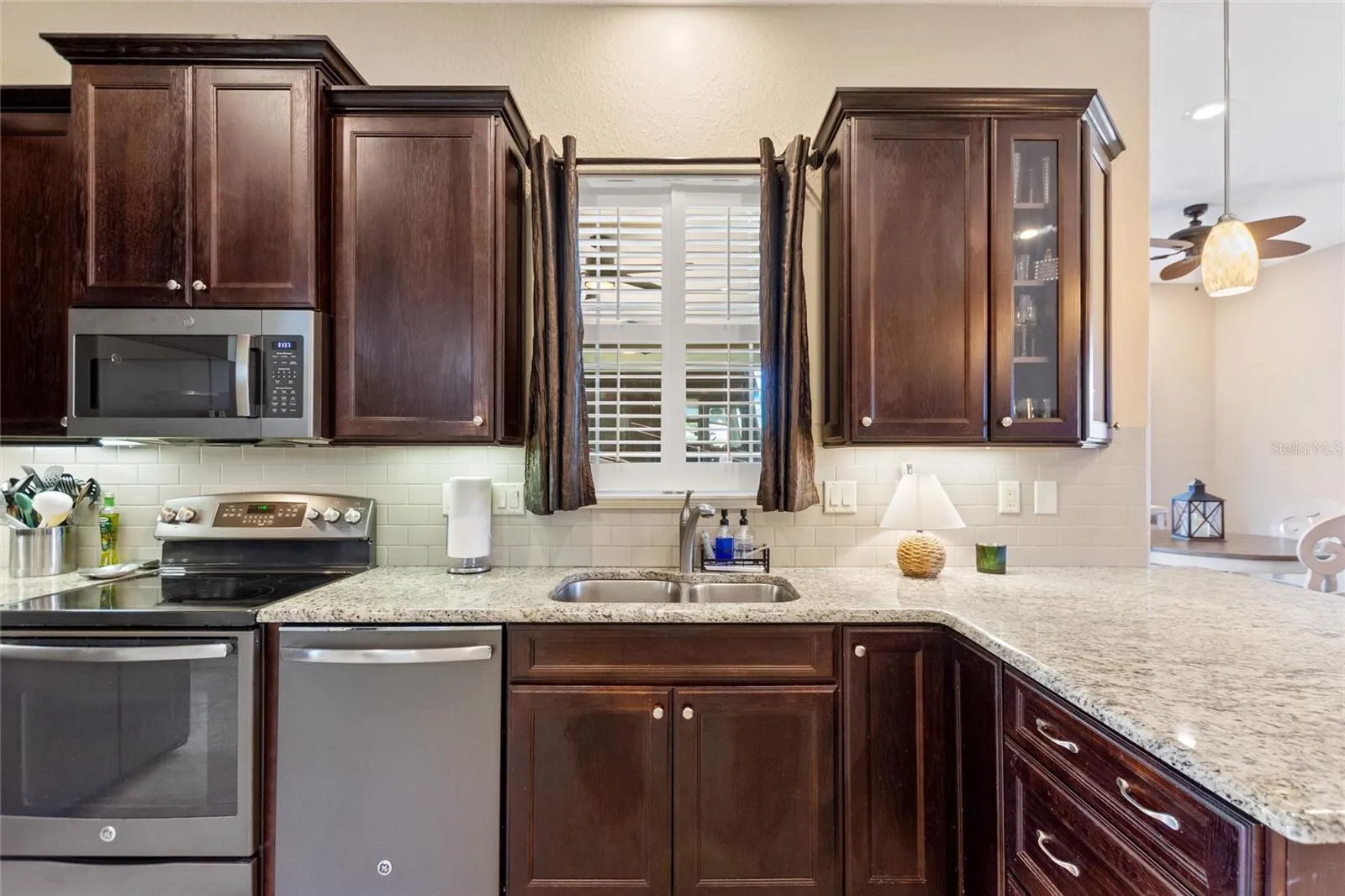 Kitchen with window looking onto the RV port