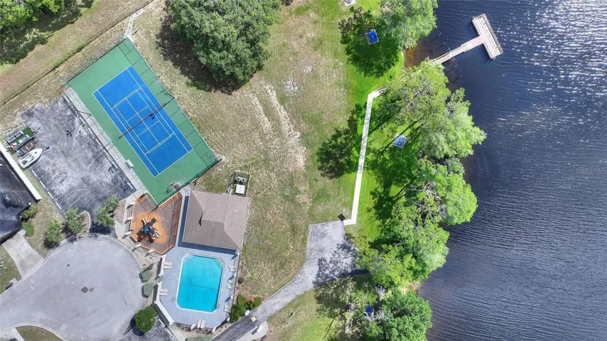 Aerial View of amenities with dock and lake access