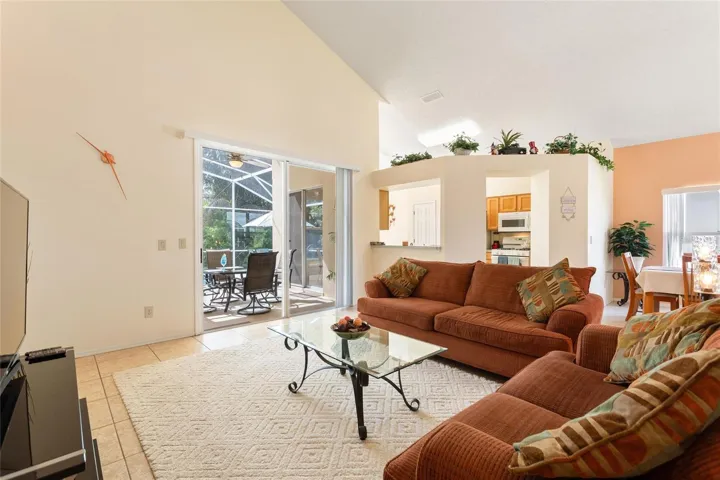 Family room to view of Pool