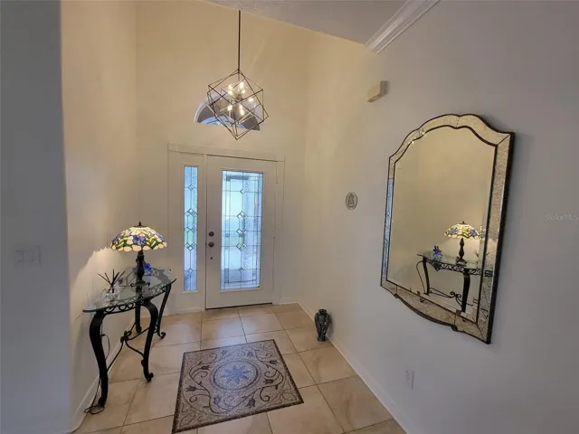 Foyer with Chandelier & Tile Inlay