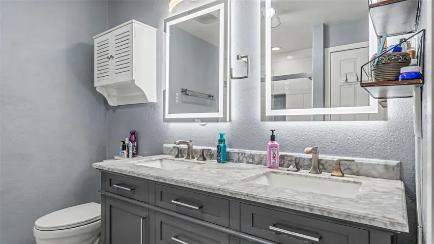 Lighted Mirror Double Sink