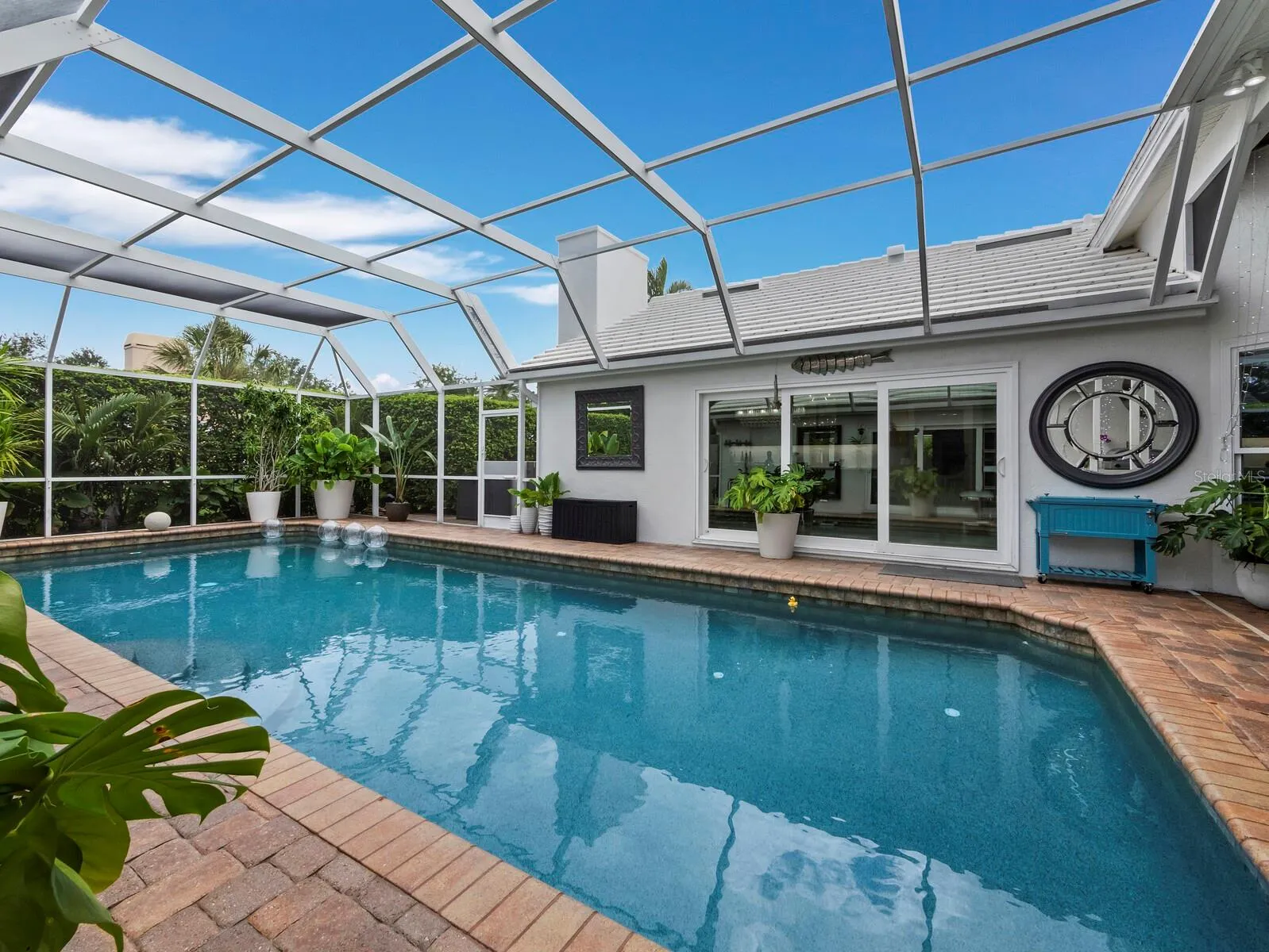 Pool view looking Bach at east wing
