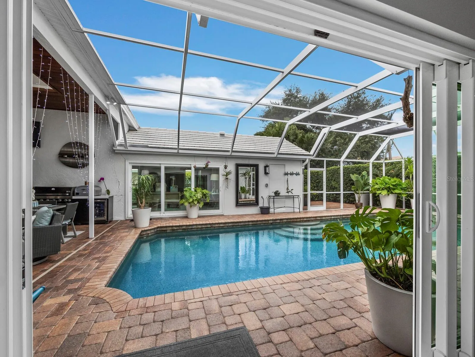 pool view from kitchen/Dining room