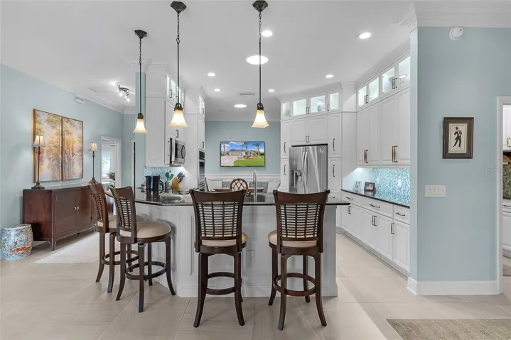 Breakfast bar into kitchen